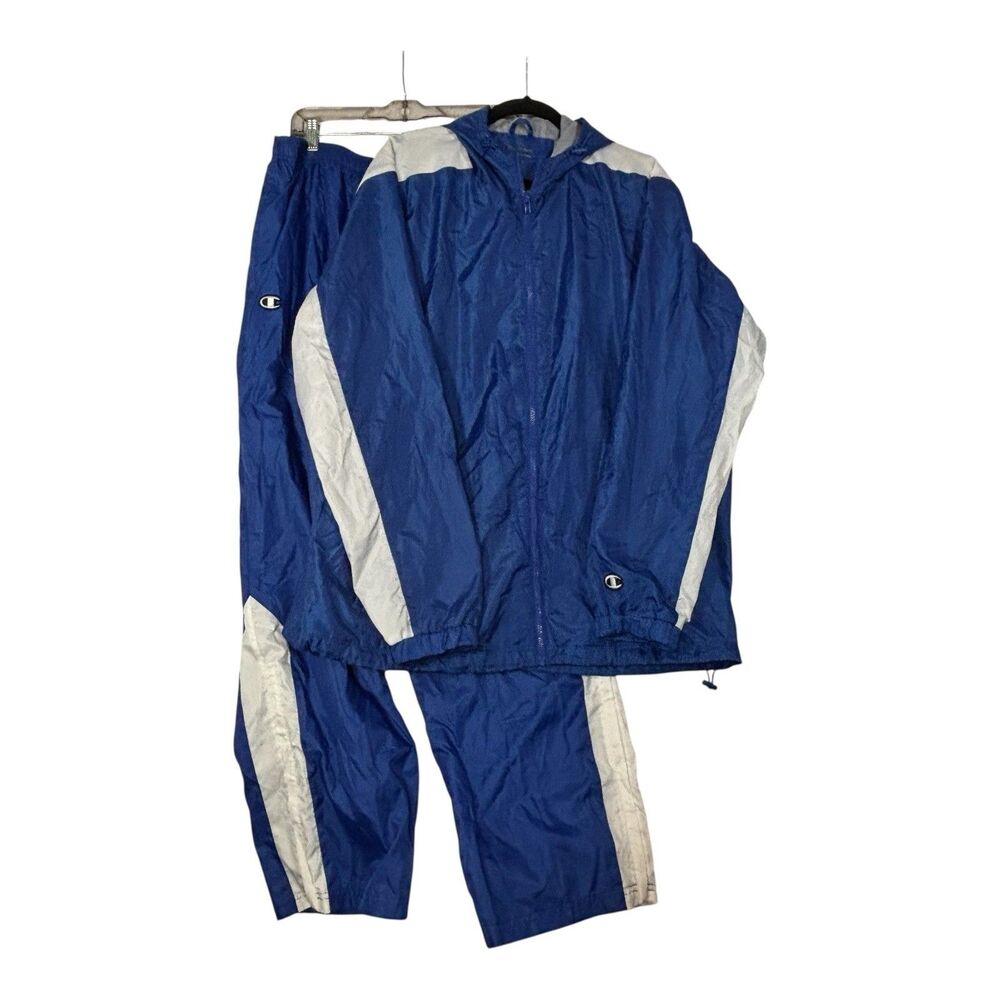 Vintage 90’s CHAMPION Windbreaker Track  Set Blue Wildcat Graphics Y2K Grunge